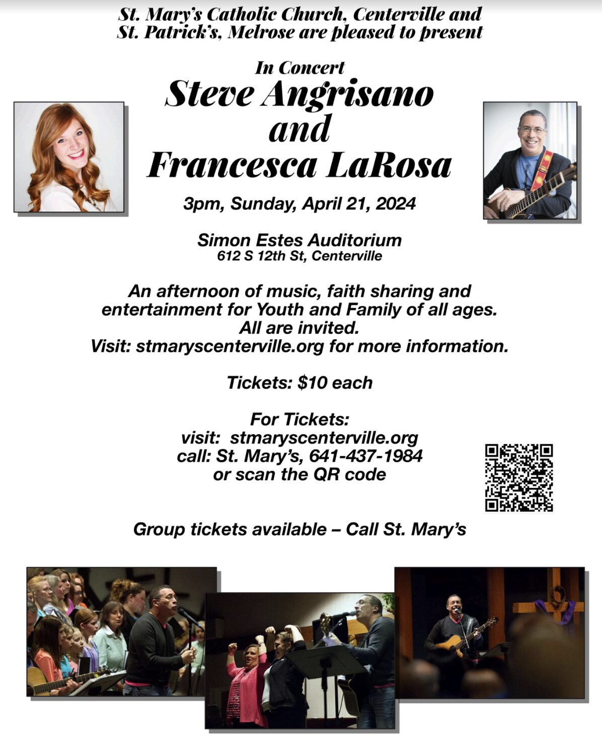 Steve Angrisano & Francesca LaRosa Concert April 21